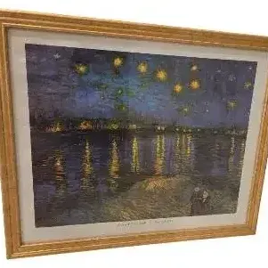 Sale Photo Thumbnail #38: Vincent van Gogh Starry Night Over the Rhône Framed Art Print - Vintage Wall Decor