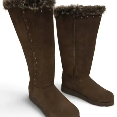 Sale Photo Thumbnail #46: BEARPAW Women's Brown Tall Suede Boots Size 10 NWT – Faux Fur Lined Knee-High