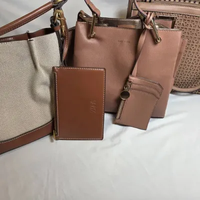 Sale Photo Thumbnail #25: Lot of 3 Women's Handbags & 2 Accessories - Blush, Tan & Brown - Anne Klein