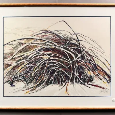 Original Nancy Shand Pastel and Crayons on Paper - "Early Spring Late Snow"