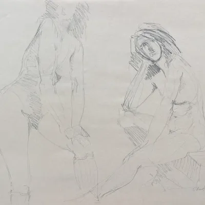 Original Nancy Shand Graphite on Paper - "Two Nudes"