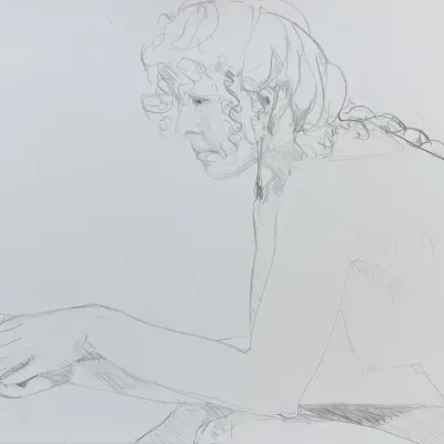 Original Nancy Shand Graphite on Paper - "Long Earrings"