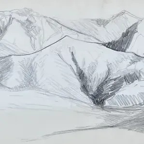 Original Nancy Shand Graphite on Paper "Mulholland Drive I"