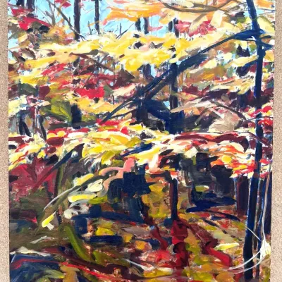 Original Nancy Shand Oil on Canvas Painting - "Golden Trees"