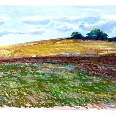 Original Nancy Shand Watercolor & Pastel on Paper - "Ferolbink Farm"