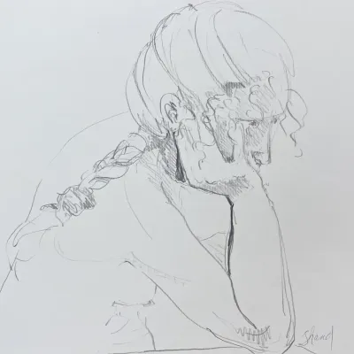 Original Nancy Shand Graphite on Paper - "Pensive II"