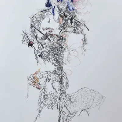 Original Nancy Shand Pastel and Graphite on Paper - "Lobster Buoy Drapery"