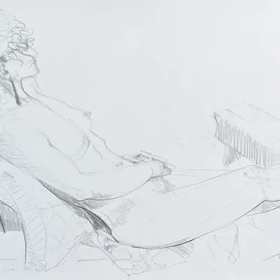 Original Nancy Shand Graphite on Paper - "Peaceful Sunday"