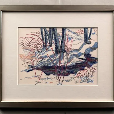 Original Nancy Shand Pastel on Paper - "Frozen Vernal Pool"