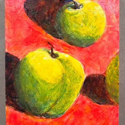 Original Nancy Shand Oil on Board - "Green Apples"
