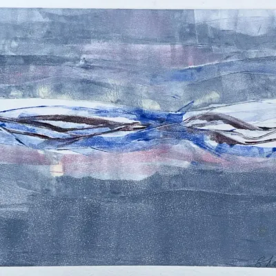 Original Nancy Shand Mono Print - "Iceland Glacier"
