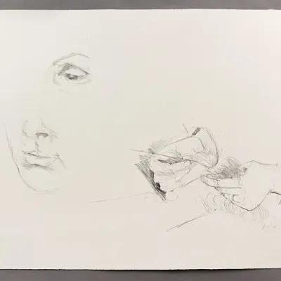 Original Nancy Shand Graphite on Paper - Margaret Hands of a Weaver"