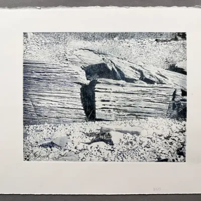 Original Nancy Shand Mono Print - "Ledges on Beach"