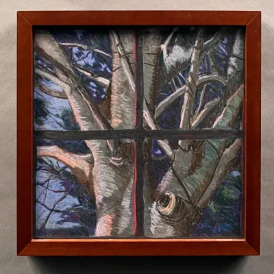 Original Nancy Shand Pastel on Paper - "Sunset Tree Outside My Window"