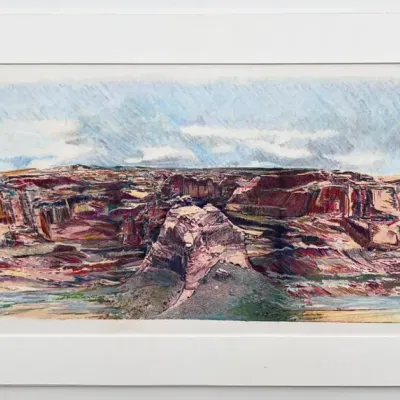 Original Nancy Shand Transfer Drawing with Pastel - "Canyon de Chelley"