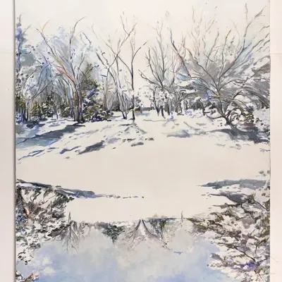 Original Nancy Shand Oil on Canvas Painting - "Winter Reflections"