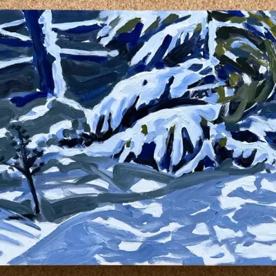 Original Nancy Shand Oil on Board Painting - "Winter Shadows II"