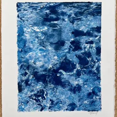 Original Nancy Shand Mono Print - "Looking Over the Side"
