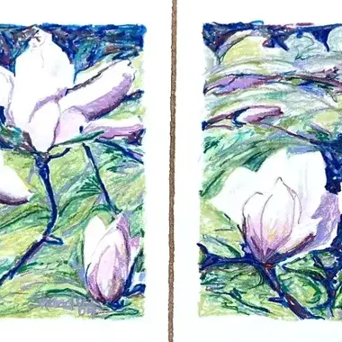 Original Nancy Shand Pastel on Paper Diptych - "Magnolia"
