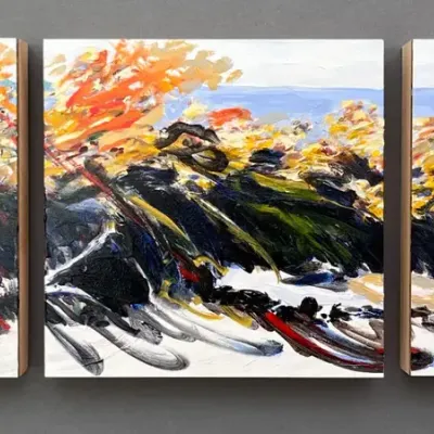Original Nancy Shand Oil on Board Triptych - "Winter on the Sakonnet"