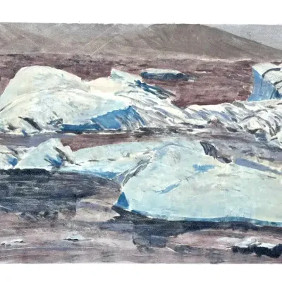 Original Nancy Shand Monotype - "Iceland Glacier in Mist III"