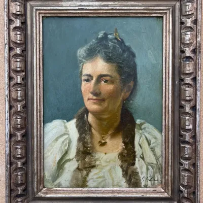 Original Giuseppe Giardiello (1877-1920) Oil on Board Painting - "Nancy Stetson Portrait"