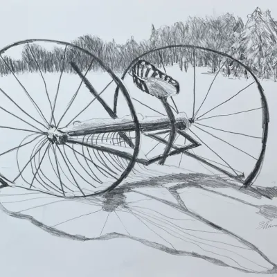 Original Nancy Shand Graphite on Paper - "Pardon Grey Hay Rake"