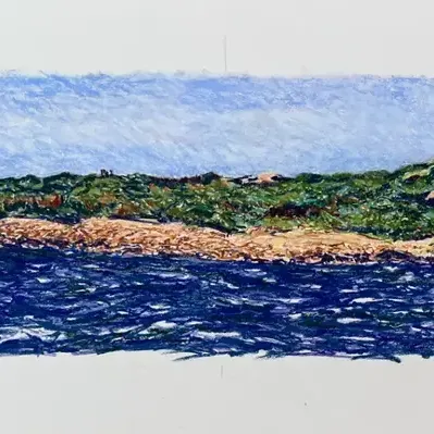 Original Nancy Shand Pastel on Paper - "Leviathan, West Island off Sakonnet Point"