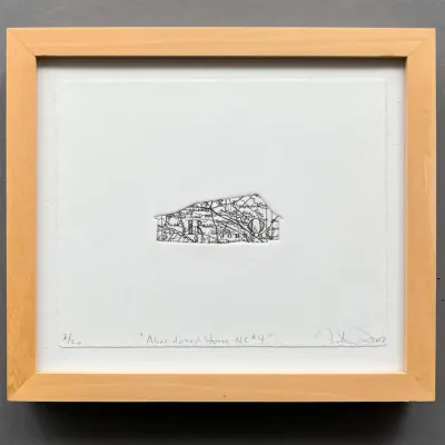 Embossed Print of Maps by Artist Frank Poor - "Abandoned House NC #4"