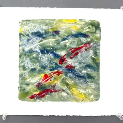 Original Nancy Shand Monotype - "Red Fish"