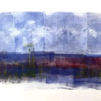 Original Nancy Shand Monotype - "Grasses on the Edge"