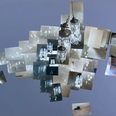 Original Nancy Shand Photo Collage Grey - "Lights in the Manor of David Hackney"