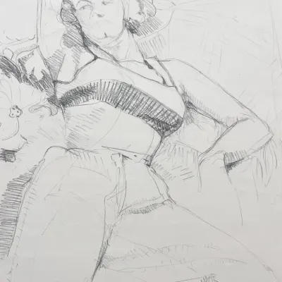 Original Nancy Shand Graphite on Paper - "Reclining Model"