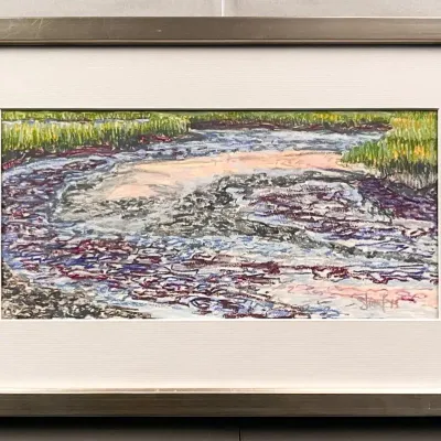 Original Nancy Shand Pastel on Paper - "Race Out of the Marsh, Low Tide"