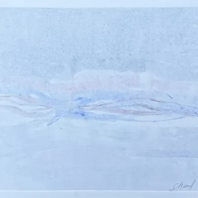 Original Nancy Shand Mono Print - "Iceland Glacier in the Mist"