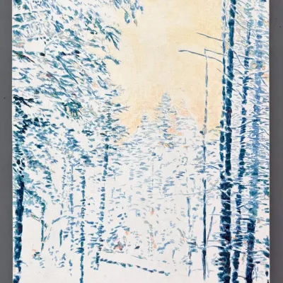Original Nancy Shand Oil on Canvas Painting - "Winter in the Woods"