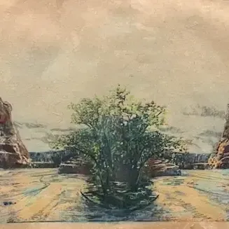 Original Nancy Shand Transfer Print and Pastel - "Mirror Image Canyon de Chelly"
