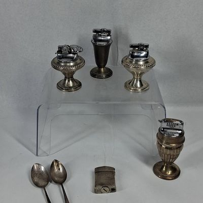 Sale Photo Thumbnail #107: Str. Table & Pocket Lighters & 2 Spoons