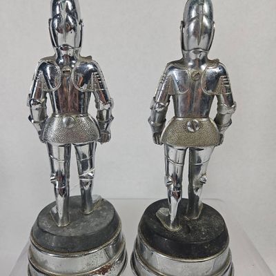 Sale Photo Thumbnail #14: Pair Vtg Chrome Figural Knight Lighters