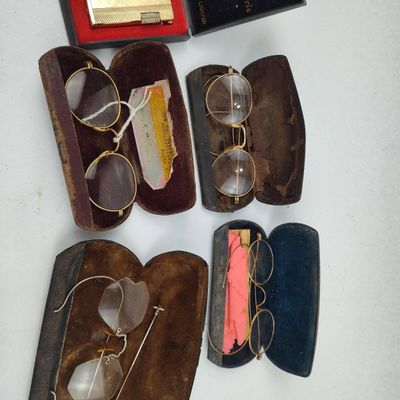 Sale Photo Thumbnail #426: 4 Gold Spectacles & Astoria Gas Lighter
