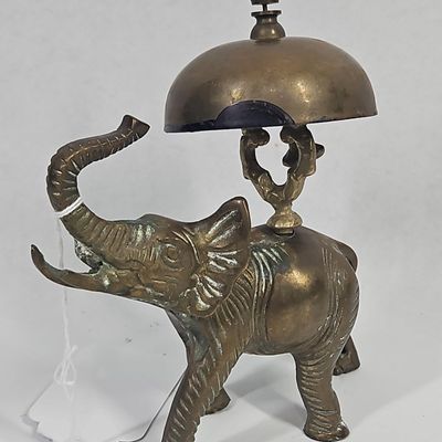 Sale Photo Thumbnail #9: Cast Brass Elephant Mechanical Tap Bell