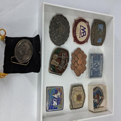 Sale Photo Thumbnail #72: 10 Vtg Ohio & Novelty Belt Buckles