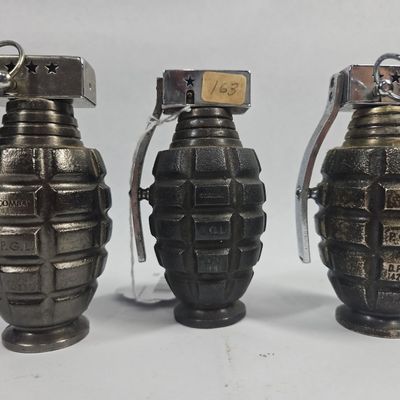 Sale Photo Thumbnail #48: 3 P.G.L. Combat Grenade Table Lighters