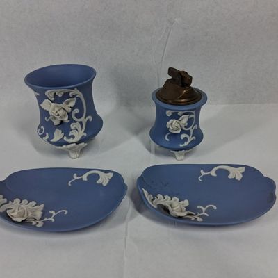 Sale Photo Thumbnail #363: Japanese Jasperware Porc. Smoking Set