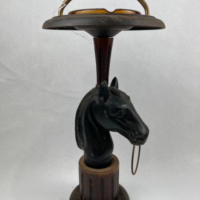 Sale Photo Thumbnail #437: Vtg Equestrian Horse Head Smoking Stand