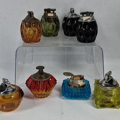 Sale Photo Thumbnail #272: 8 Assorted Vtg Glass Table Lighters