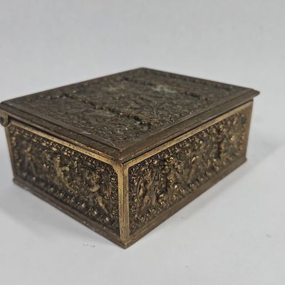 Sale Photo Thumbnail #139: Cast Brass Wood Lined Putti Jewelry Box