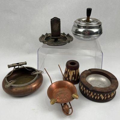 Sale Photo Thumbnail #330: Reed & Barton Wood & Metal Smoking Set