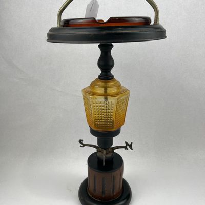 Sale Photo Thumbnail #438: Vtg Floor Ashtray w/ Amber Glass Insert
