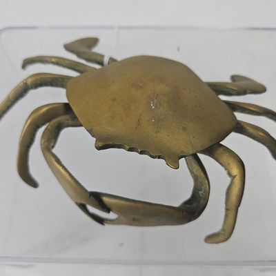 Sale Photo Thumbnail #178: Vtg Cast Brass Hinged Crab Lidded Box
